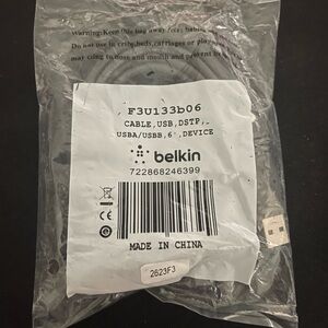 Belkin Gray USB Cable, F3U133b06, NWT